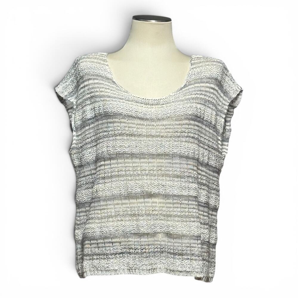 Eileen Fisher Italian Yarn Linen Sleeveless Sweater Gray XL